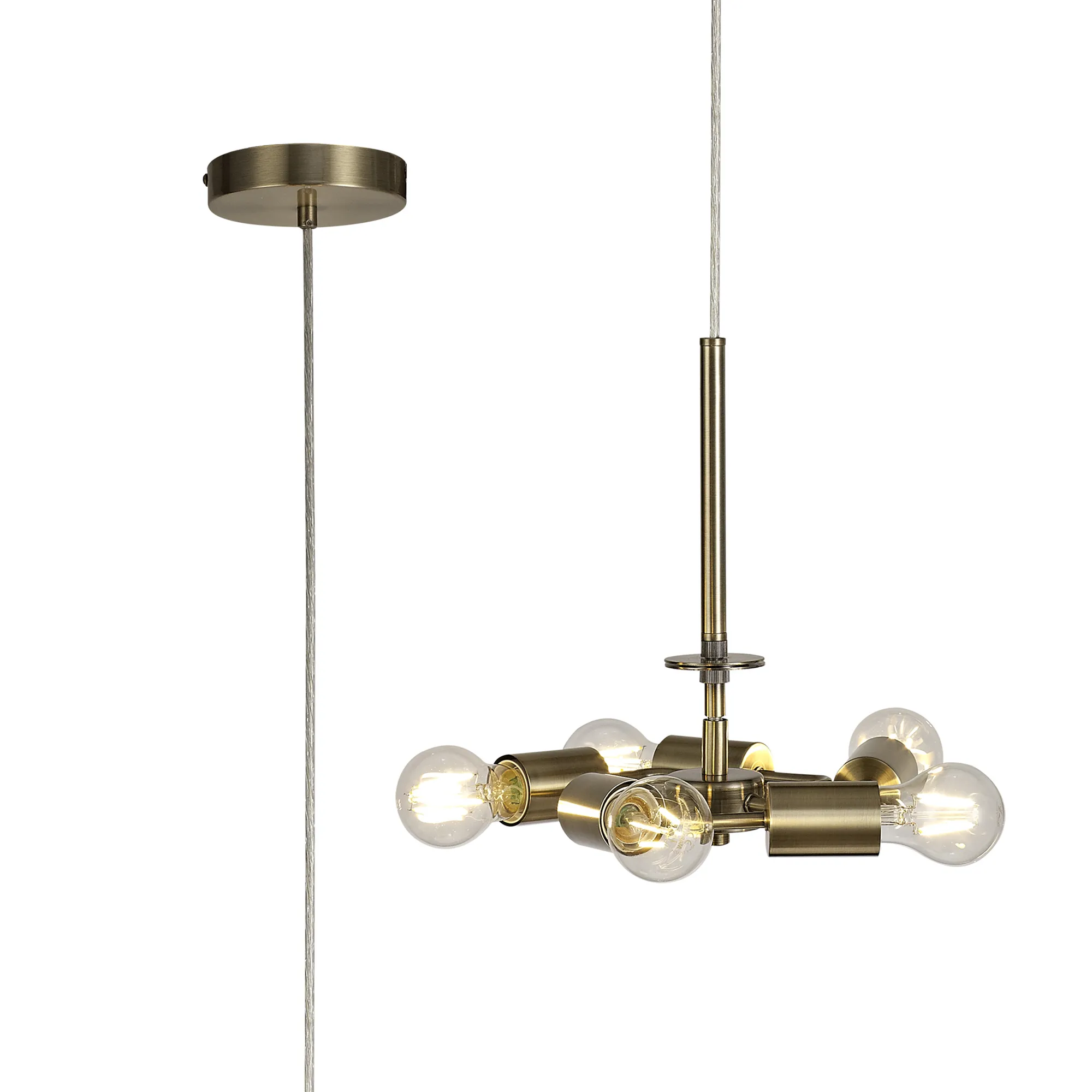 D0510  Baymont Pendant 5 Light Antique Brass